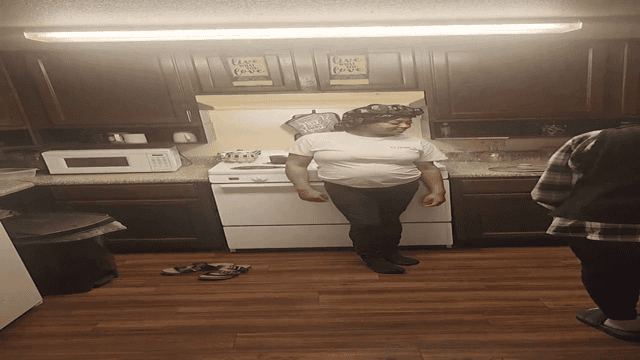 Chick gets paddled on the kitchen floor preview